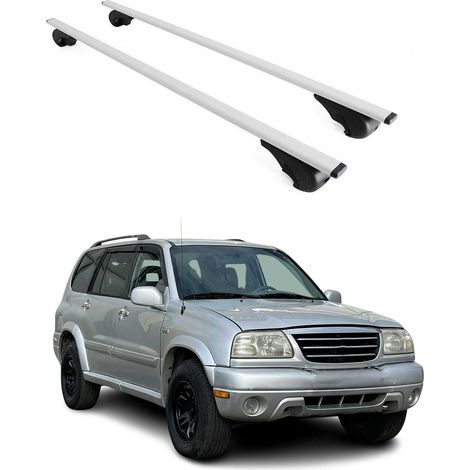 OMAC Barres de toit pour Suzuki Grand Vitara 1998-2005 – TÜV / DIN 75302:2019 – Antivol inclus – Charge max 75 kg – 2 barres Argent (1/4)