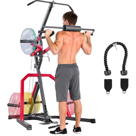 Attrezzatura da palestra VEVOR, sistema LAT a trazione bassa 2:1, macchina per allenamento con i pesi, squat, stacchi da terra, panca piana, curl per bicipiti, V-swing (1/2)