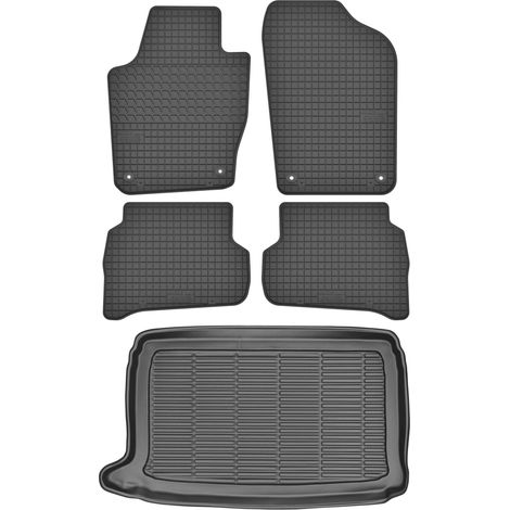 Tappetini per bagagliaio MAX-MAT 912314 + MOTOHOBBY 160202 - Volkswagen Polo V Hatchback dal 2009-2017, poggiapiedi AV2 anteriore - Installati