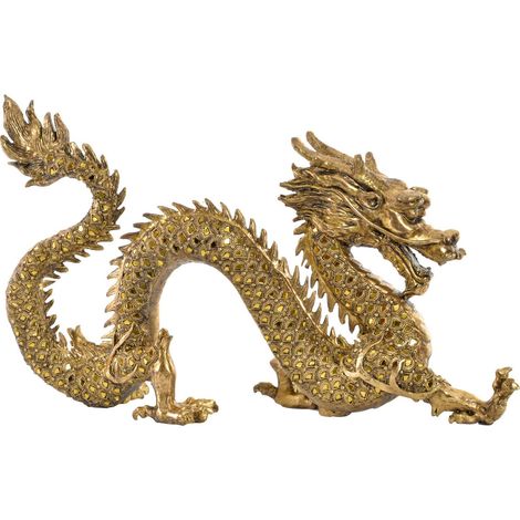 Sculpture miroir dragon doré pour déco zen et exotique - Or antique (1/4)
