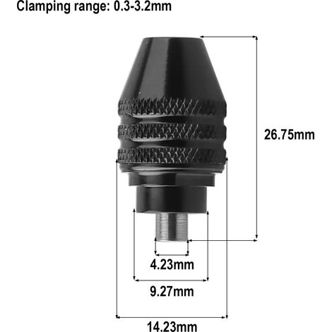 Mandrin de perçage multiple 0,3-3,2 mm (1 pièce) pour outils rotatifs de polissage WORX WX106, pour queues de 1/32 et 1/8 pouces. Pièces détachées pour outils électriques. (1/4)