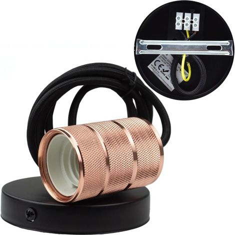 Pendelleuchte Dekorative E27 Fassung Rose Gold schwarzes Kabel Loft (1/5)