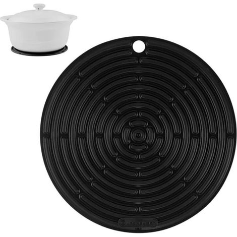 Tapis Rond en Silicone Noir Résistant à la Chaleur pour L'isolation des Casseroles Et des Assiettes (1/5)