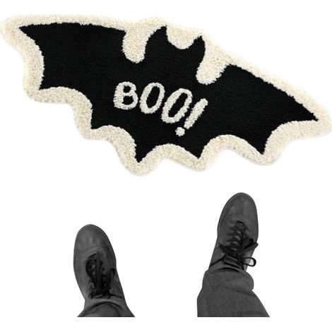 CCYKXA Halloween-Teppich, Fußmatte in Fledermausform, Halloween-Dekor, rutschfeste saisonale Dekoration für die Eingangsveranda der Hausparty
