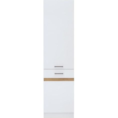 JUNONA Colonne de cuisine 2 Portes ouverture gauche - L 50 x H 196 x P 46 cm - Blanc brillant (1/3)