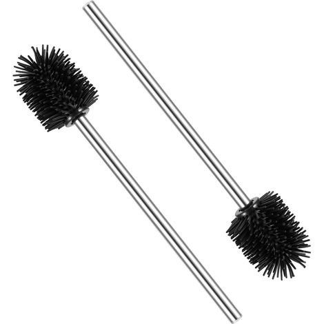 Lot de 2 Brosse WC Silicone, Brosse Toilette avec Manche en Acier Inoxydable et Tête en Silicone Souple, Brosse WC pour Salle de Bain, Nettoyage des Toilettes, 7 cm (1/5)