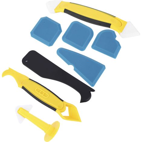 Outil manuel de 8 racloirs à mastic silicone en plastique pour accessoires de quincaillerie industrielle (1/5)
