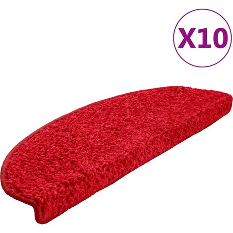 Maison Exclusive - Tapis d'escalier 10 pièces 65 x 21 x 4 cm Rouge Demi-rond Grand (1/5)