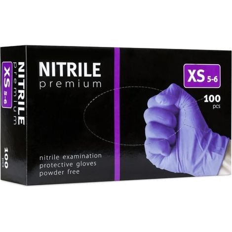 PREMIUM puderfreie Nitrilhandschuhe [XS] 100 Stück lila (1/2)