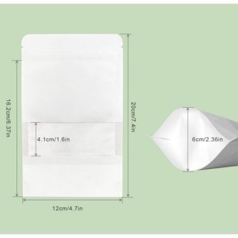Sachets de Nourriture - Non spécifié - 12x20cm - Papier Kraft - Réutilisables - Avec fenêtre transparente (1/4)