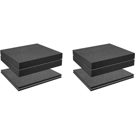 Cubes de mousse quadrillés, 4 pièces 300 x 300 x 50 mm / 4 pièces 300 x 300 x 10 mm, inserts en mousse pour boîtes à outils et sacs photo, inserts pour étuis, outils - JBMEDIA (1/4)
