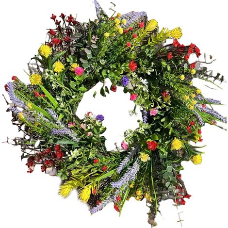 Summer Door Wreath – 15.75 inches (40 cm), Artificial Wildflowers, Home Garland