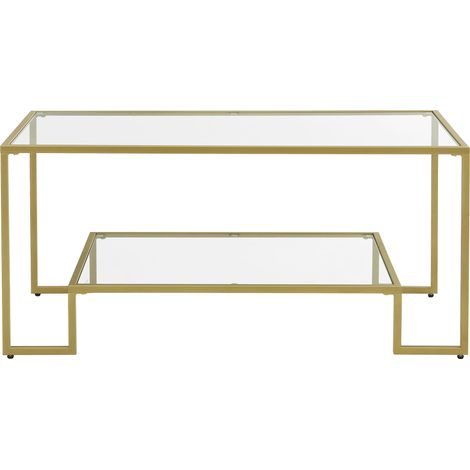 Mesa Valora con tapa de vidrio dorado para salón