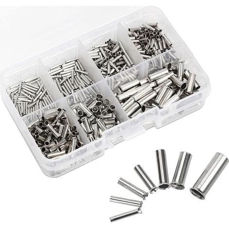 Kit de 600 embouts de câble, embouts de lacet non isolés, virole en cuivre étamé non isolée, bornes à sertir pour câble électrique, connecteurs à sertir pour projet électrique, 10-22 AWG (1/5)
