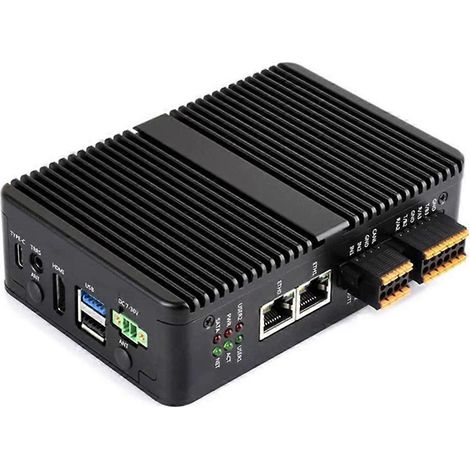 Waveshare Dual-Port Gigabit 2.5G Industrie-PC: 2 RS485- und 2 RS232-Anschlüsse für Raspberry Pi CM5, Dual-4K-Ausgang, 4G/5G-Zugang (1/5)