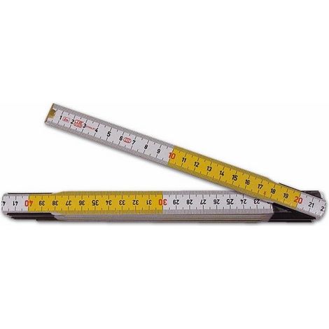 Doppiometro in Legno Bianco/Giallo Stanley 10 stecche larghezza 17 mm (1/2)