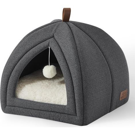 Lit Grotte Chat Igloo Coussin Amovible Lavable, 40x40cm (1/5)