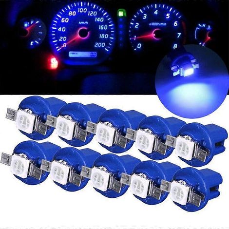 Lot de 10 ampoules LED T5 B8.5D 1SMD pour tableau de bord de voiture avec éclairage de compteur de vitesse, basse consommation, 12 V. (1/5)