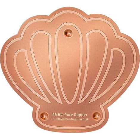 Plaque de Nettoyage pour Abreuvoir à Oiseaux,Plaque en Cuivre pour Bain d'oiseaux,Disque de Bain d'oiseaux,Nettoyeur pour BainsD'oiseau Forme de Coquillage,Cuivrepurà99,9%,pour Bains D'oiseau (1/5)