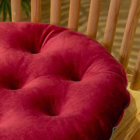 Coussin rond bordeaux, 40 x 40 cm, en peluche douce et confortable, aux couleurs ravissantes