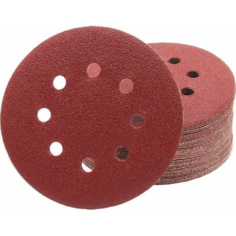 Professional Sanding Discs │ 100 pieces │ 8 holes │ Ø 125 mm │ grit 120 │ for random orbital sanders │ Sanding Sheets │ Sandpaper(P 120) (1/5)