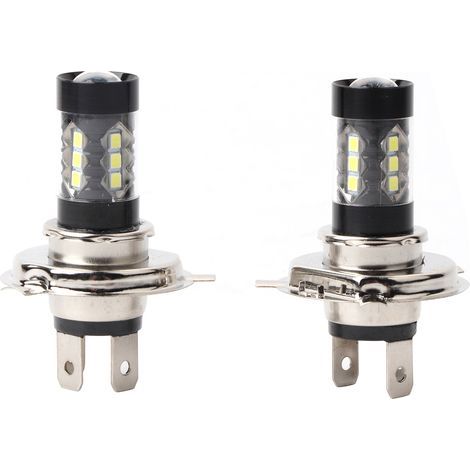 2 Ampoules LED H4 12V-24V 80W Haute Puissance Blanches pour Feux de Brouillard et Conduite Diurne