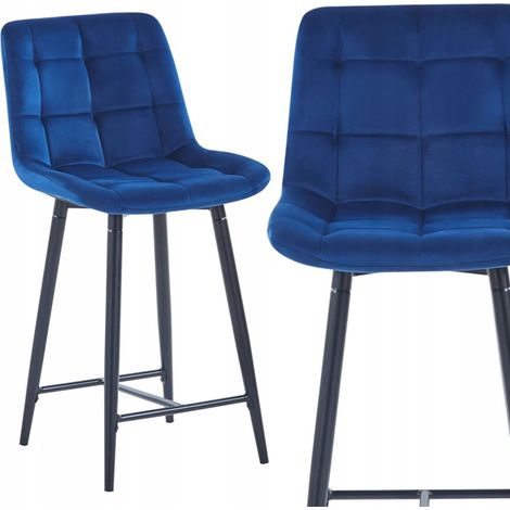 Taburete H1-FX de terciopelo azul (estructura negra) (1/5)
