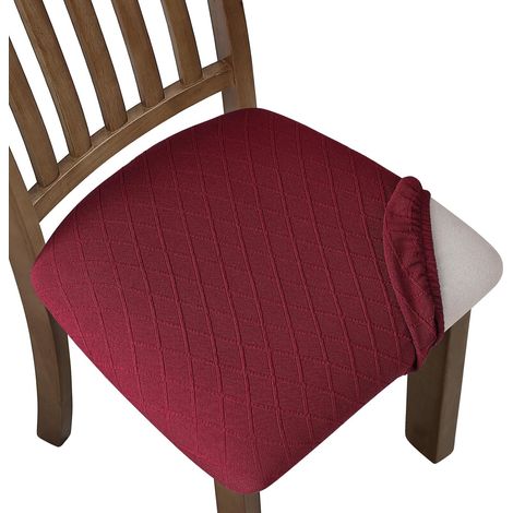 Waterproof elastic seat cushion cover, removable and washable, knitted diamond pattern, burgundy, 1 piece (1/5)
