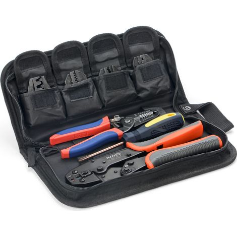 Kit pince à sertir à cliquet avec 5 matrices interchangeables (1/5)