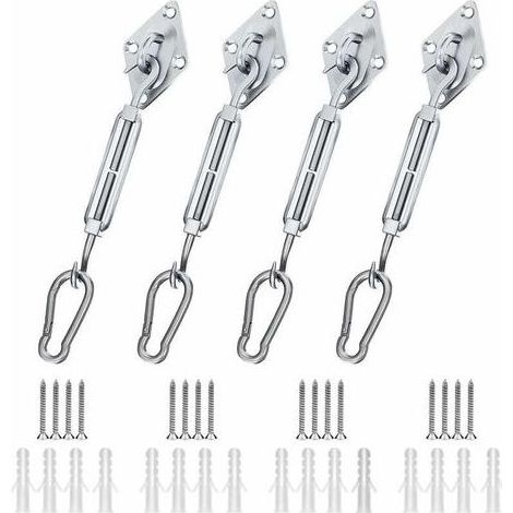 Kit de Fixation Voile d\\\\'ombrage, Kit de Fixation pour Voile de Jardin pour Voile D\\\\'ombrage en Acier Inoxydable 304 pour Triangle Carr Rectangle et Triangulaires (44 pices) (1/5)