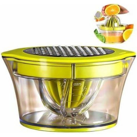 Presse-agrumes manuel 4 en 1 - 1 pièce, multifonctionnel, 400ml, avec 2 alésoirs, broyeur ail/gingembre - Convient pour Étiquette (1/5)