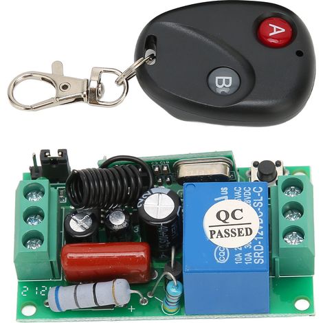 Interrupteur à distance sans fil 433 MHz 10 A 1 canal, relais de commande à distance RF pour barrières de porte roulante, portail, etc., 220 V CA (1/5)