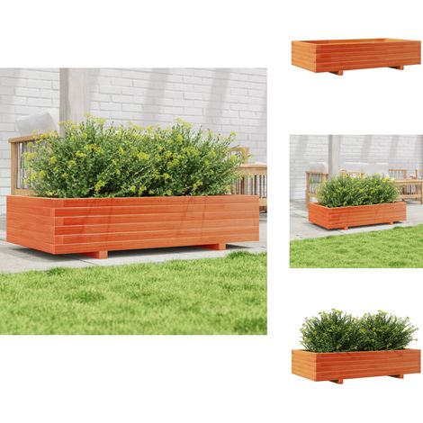 Jardinière cire marron 110x60x26,5 cm bois de pin massif - Jardinier - Pot De Fleurs - Bac À Plantation - Extérieur - Terrasse (1/5)