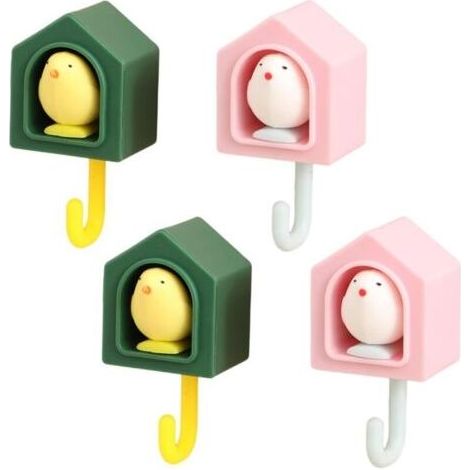 Stück selbstklebende Tierhaken, kreative Vogel-Deko aus Kunststoff, Wandhaken für Kinderzimmer, Bilderhaken zum Aufhängen ohne Bohren, für Wohnzimmer, Badezimmer und andere Wohnräume (1/4)