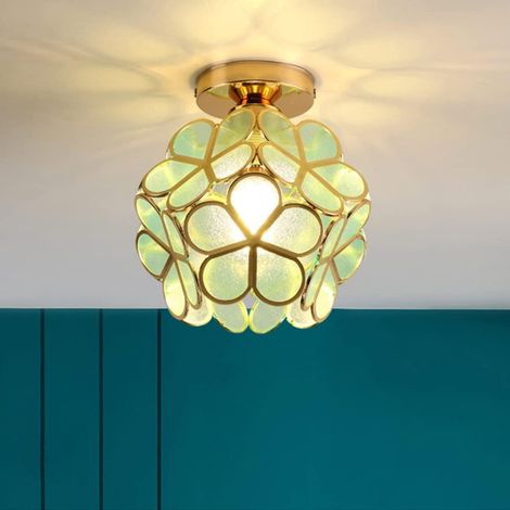 Lampe de couloir E27, applique murale pour balcon, éclairage d'entrée créatif, style scandinave minimaliste moderne, plafonnier pour chambre (ampoules non incluses) (vert) (1/4)