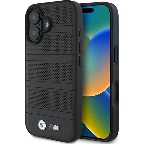 BMW BMHMP16S23PUSPK iPhone 166.1 negro/negro funda rígida M línea perforada y cosida MagSafe (1/5)