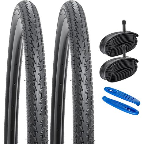 2-PCS 24 Pouces Route Vélo pneus 24x1.75/47-507 and 24 Pouces Vélo Chambre à air Schrader Valve with Compatible with 24x1.75 Vélo Bike pneus and Chambre à air (Y-710) (1/5)