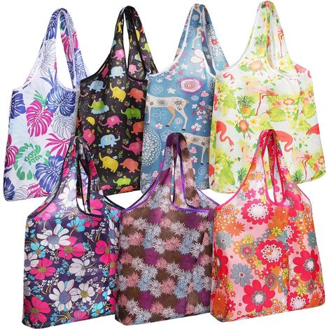 Ensemble de 7 sacs de courses pliables en polyester