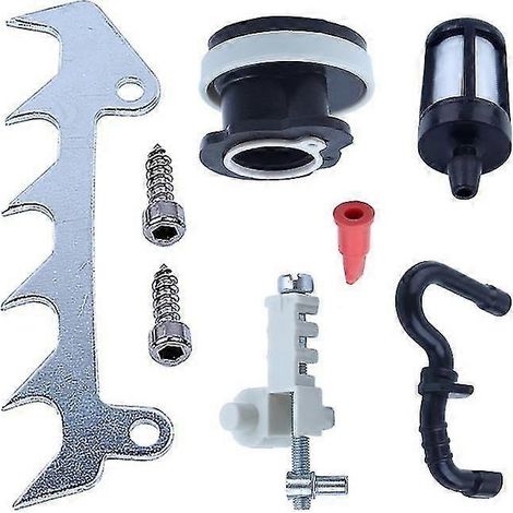 Pare-chocs avec tendeur de chaîne, couvercle de pignon de tendeur et prise d'air, compatible avec les tronçonneuses STIHL 017018 MS170 et MS180 -cdsx (1/4)