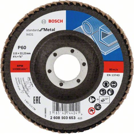 Bosch Disque à lamelles X431 Standard for Metal à angle droit 115 mm 22,23 mm 60 - 2608603653 (1/3)