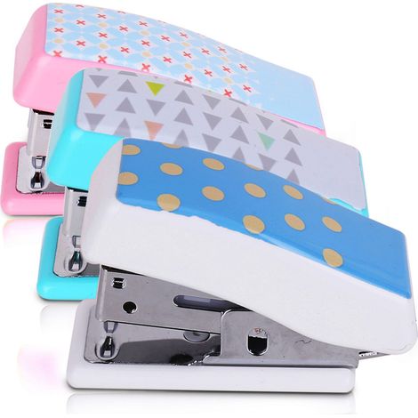 Agrafeuse mignonne, petite, robuste et facile à utiliser, ergonomique, idéale pour les étudiants. (1/4)