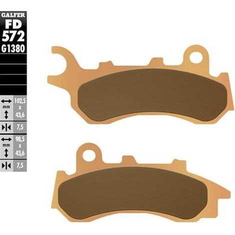 Pastillas de freno Galfer KH723 sinterizadas de color oro metálico para scooters
