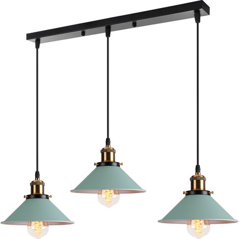 3 Luces Lámpara De Techo Vintage Ø22CM Verde Lámparas De Colgar Industrial Lámparas De Colgar De Estilo Retro Lámpara De Techo De Hierro Metálico