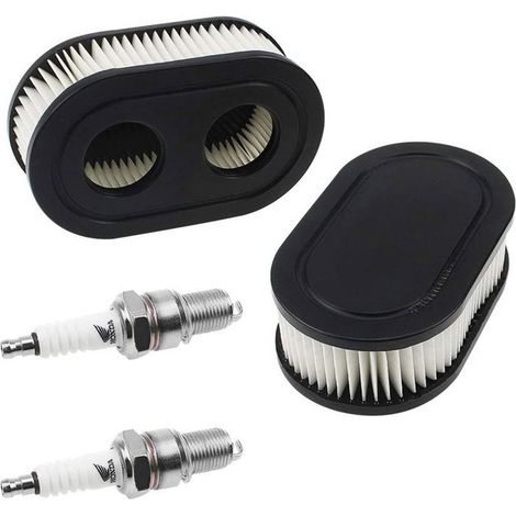 Filtre à air pour pièces de moteur Briggs & Stratton 798452 et 5432 Filtre à air pour tondeuse à gazon 593260 avec 2 bougies