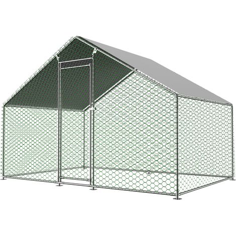 Recinto per galline in metallo zincato 3 x 2 x 2 m con serratura e telo PE impermeabile (1/5)