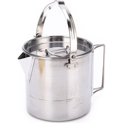 Bouilloire de camping en acier inoxydable résistant à la chaleur et à la corrosion, durable et robuste, idéale pour la randonnée. (1/5)