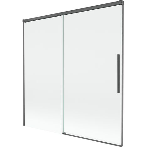 Mexen Rox paravento da vasca 2 ante scorrevoli 160 x 150 cm, trasparente, grigio canna di fucile spazzolato - 8C9-160-001-66-00