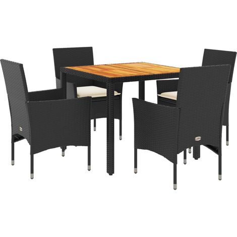 Maison Exclusive - 5-tlg. Garten-Essgruppe mit Kissen Schwarz Pol