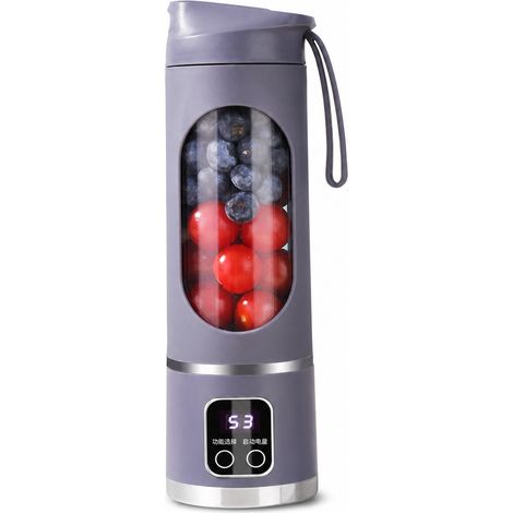 Blender Portable USB Rechargeable Violet, 12 Lames, Broyeur de Glace, 7,4 V, Double Batterie 1500 mAh (1/5)