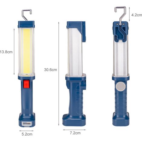 Lampe de travail rechargeable pour mécanicien à LED portative, projecteur sans fil d'inspection magnétique de 1200 lumens pour réparation de voiture, camping, randonnée, 30w COB MOONSTARS (1/4)
